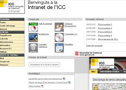 Web corporativa e intranet del ICC